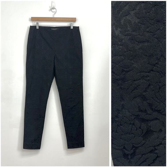 ST. JOHN Damask Floral Embossed Print Cigarette Slim Pant Vent Hem - Size 10* - Picture 1 of 15